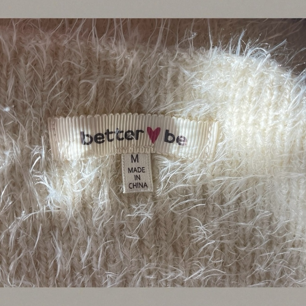 Faux Angora Off Shoulder Crop Sweater. NWOT. Size Medium. - Picture 6 of 7